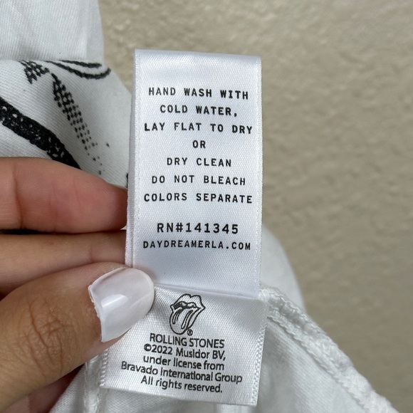 Daydreamer Rolling Stone Graphic Boyfriend Short Sleeve Top White Size Medium - Picture 10 of 12